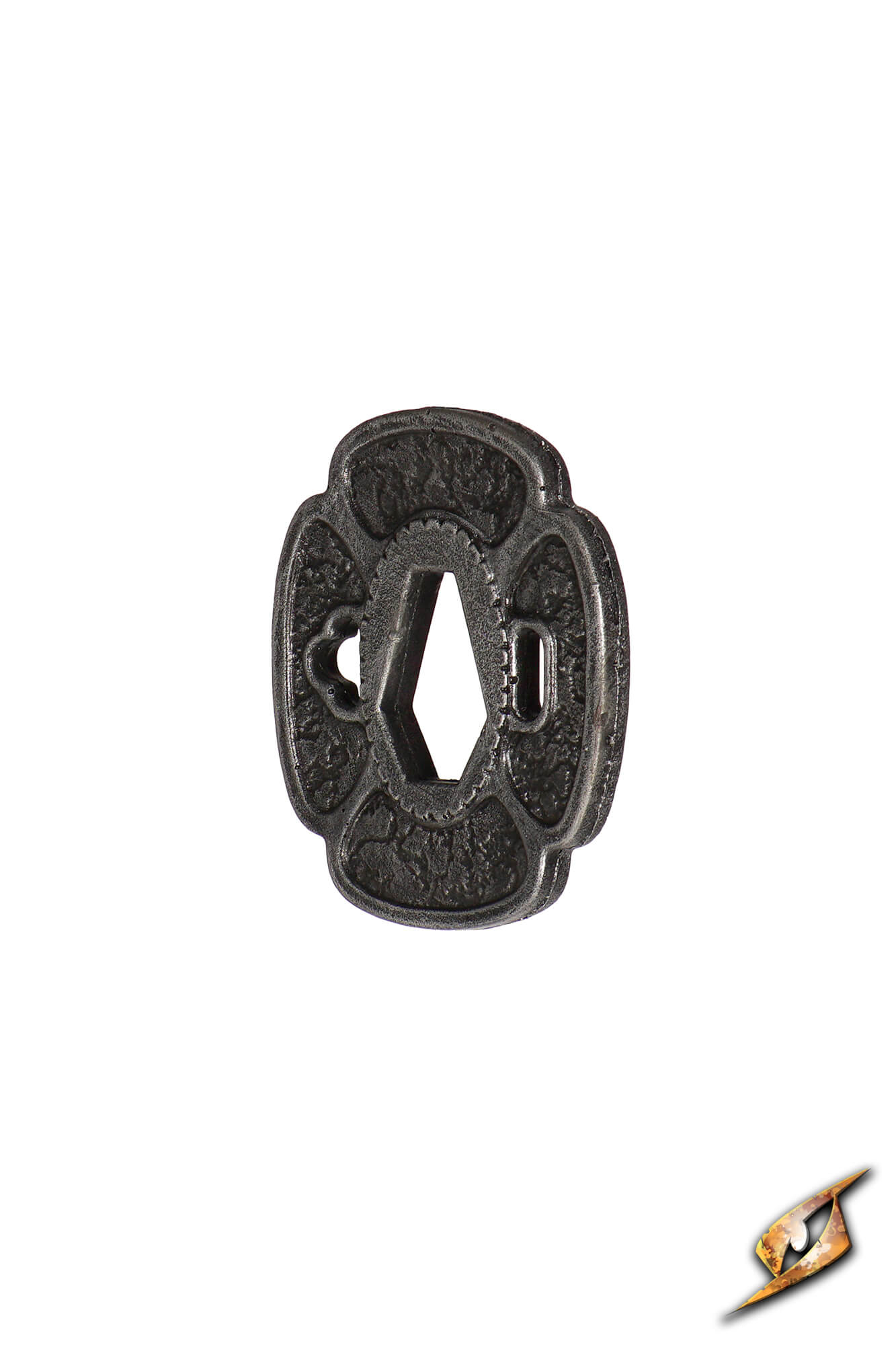 Mokko-gata Tsuba, a flexible polyurethane hand guard with a classic four-lobed melon shape for Ryugan Katana and Naginata Compact.