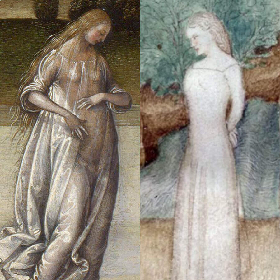 Shift Giulia historical inspirations from Decameron, Italy, 15th century art.