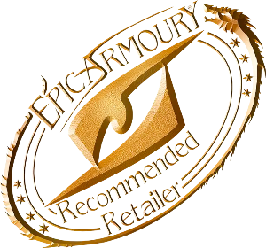 Epic Armoury recommended retailer seal, featuring a golden emblem with stylized design and text.