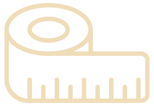 Minimalist icon of a measuring tape, perfect for construction, design, or DIY projects.