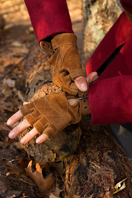 Suede fingerless hot sale gloves