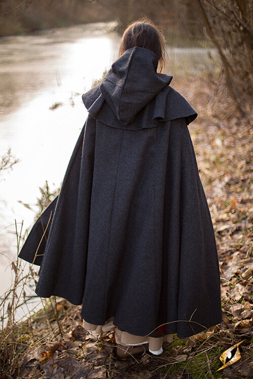 Full length wool cloak with hood best sale