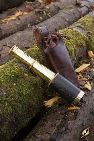 Telescope With Leather Pouch - Brass